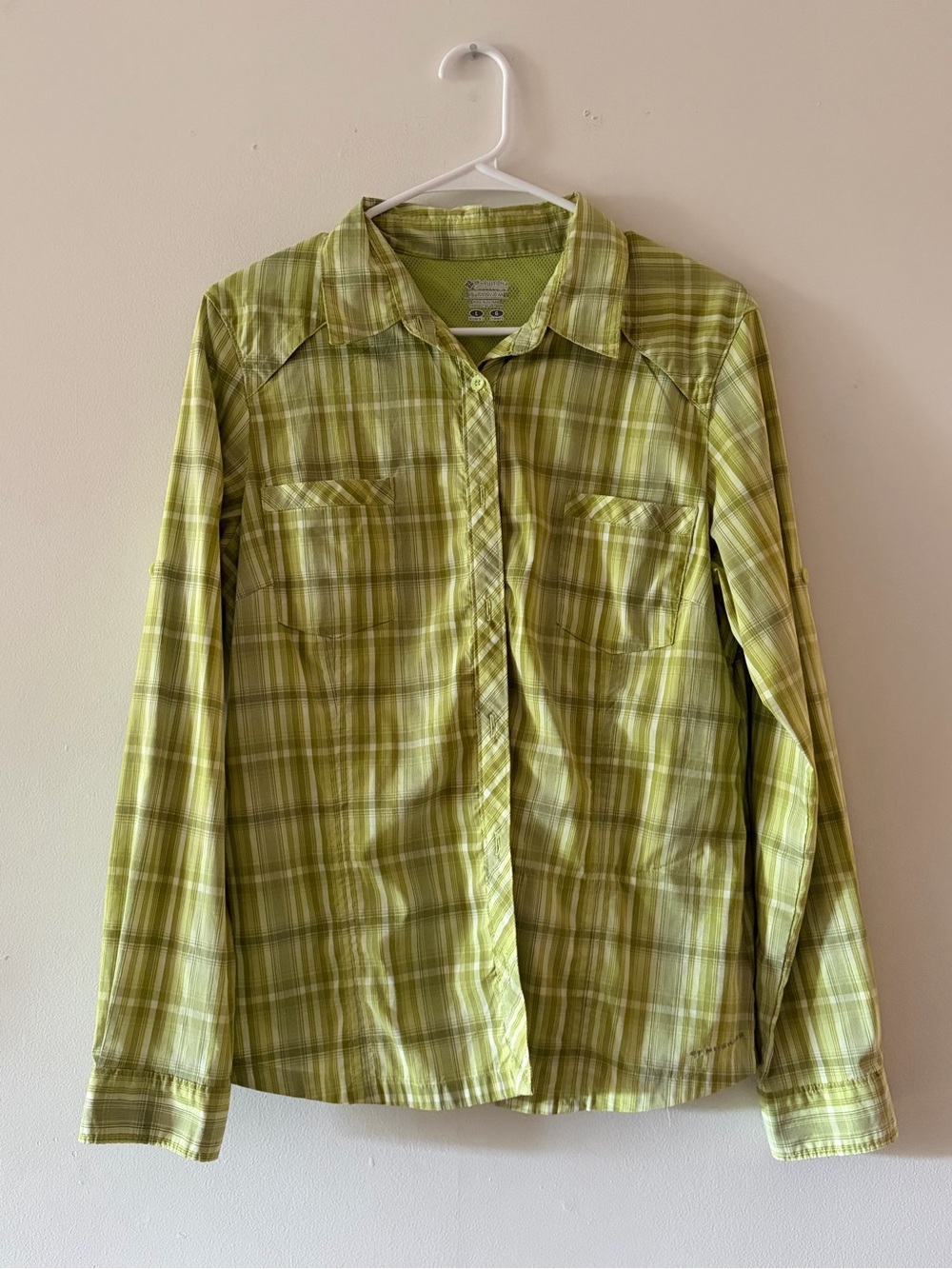 Light Green Plaid Button-Up Shirt
